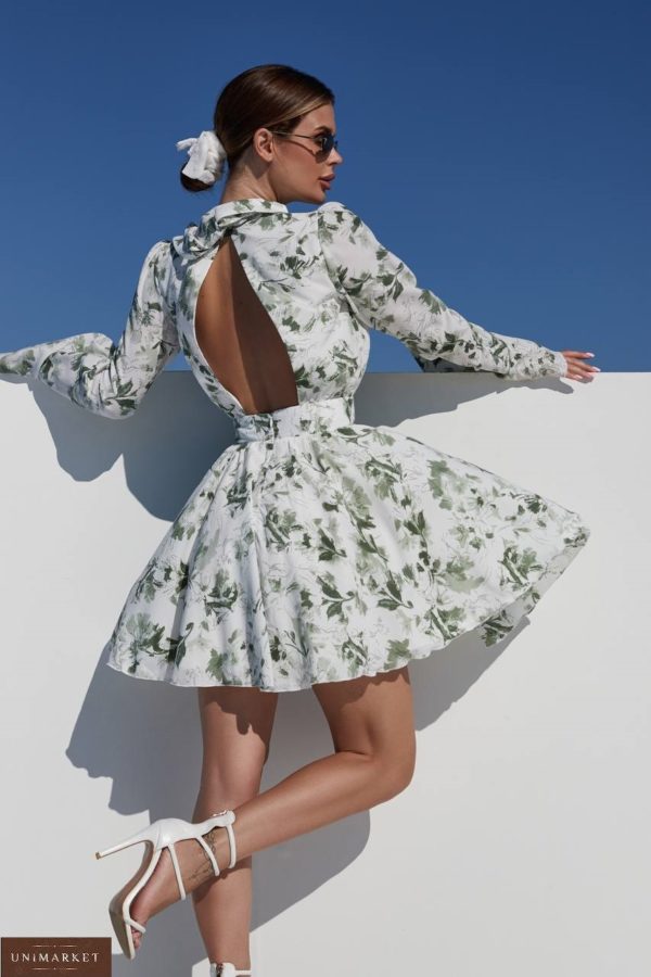Придбати Шифонову сукня в квітковий принт на літо онлайн білу Шифонову сукню в квітковий принт на літо онлайн
