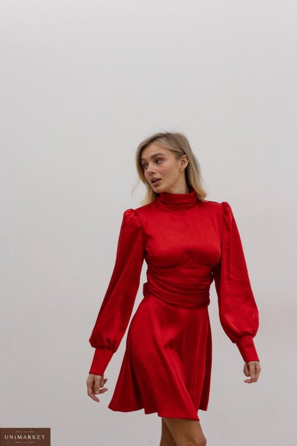 Купить женское Шелковое платье с открытой спиной красное онлайн