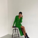 Замовити жіночу Трикотажну сукню на ґудзиках в Україні зеленого кольору