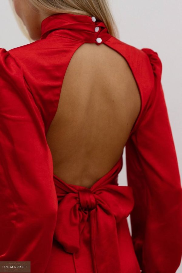 Купить красное Шелковое платье с открытой спиной для женщин онлайн