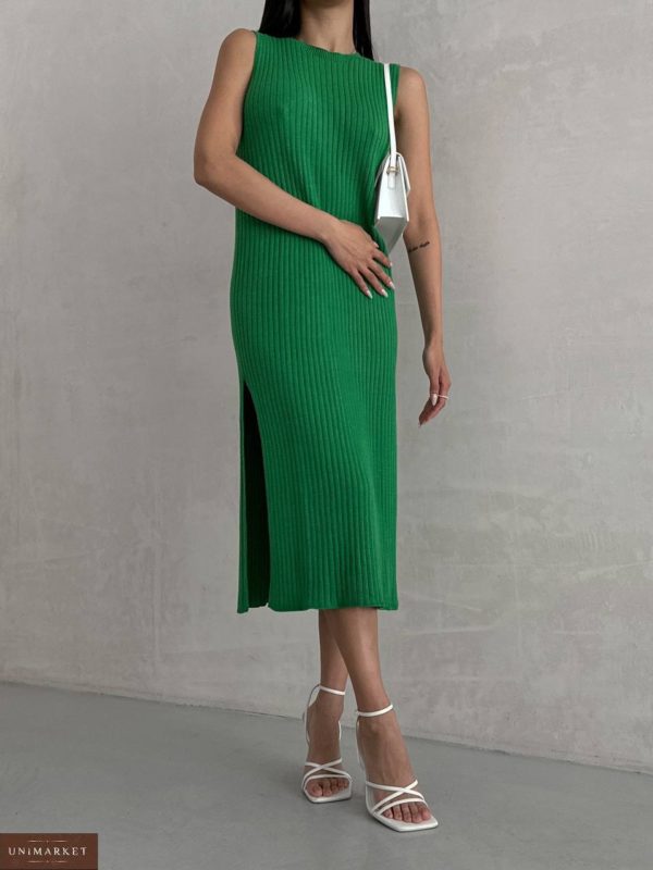 Придбати зелену жіночу безшовну трикотажну сукню (розмір 40-48) в інтернеті