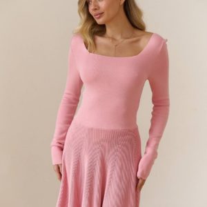 Заказать онлайн розовое Трикотажное мини платье для женщин