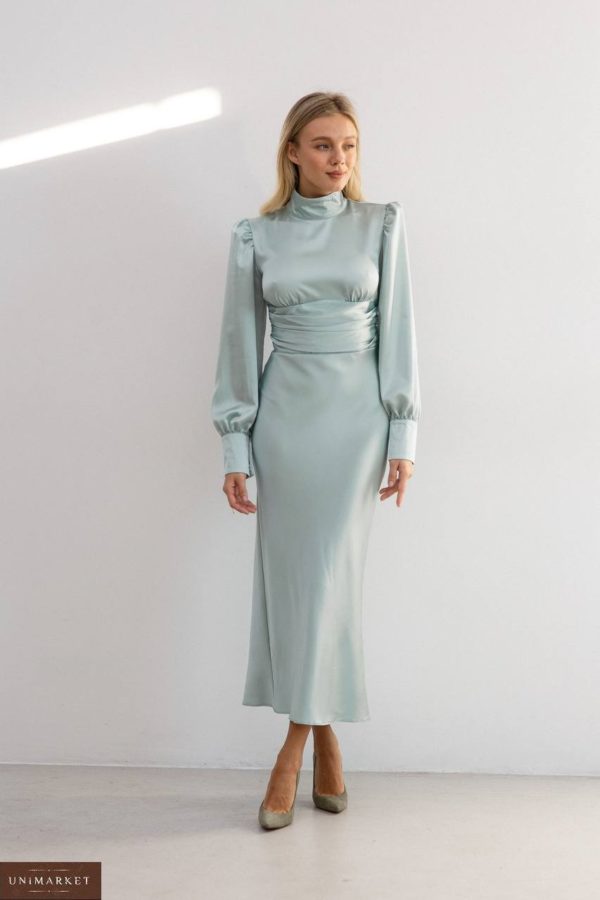 Купити блакитне жіноче Елегантне плаття з відкритою спиною на свято