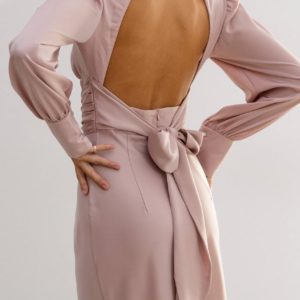 Замовити в Україні Елегантна сукня з відкритою спиною кольору пудра жіноча зі знижкою