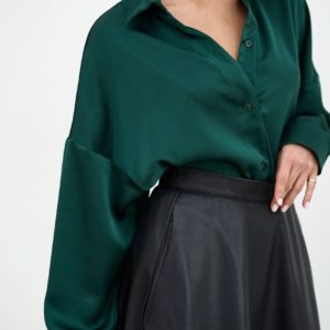 Купити Подовжену шовкову сорочку (розмір 42-48) для жінок недорого смарагд