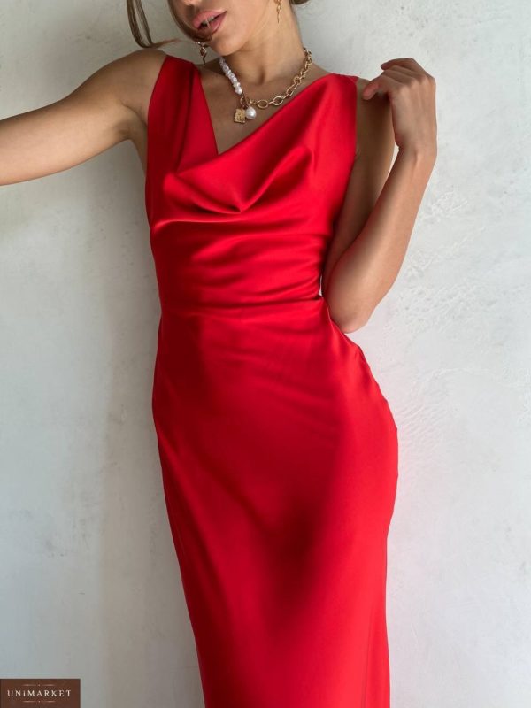 Купить на праздник красное Вечернее шелковое платье для женщин