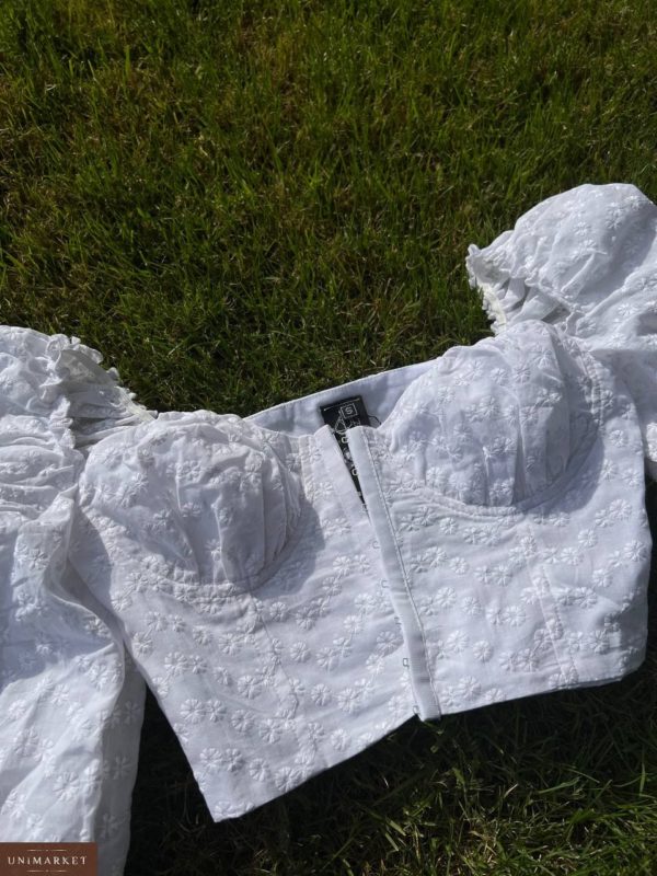 Купить белый женский Костюм: топ-корсет и шорты на лето онлайн