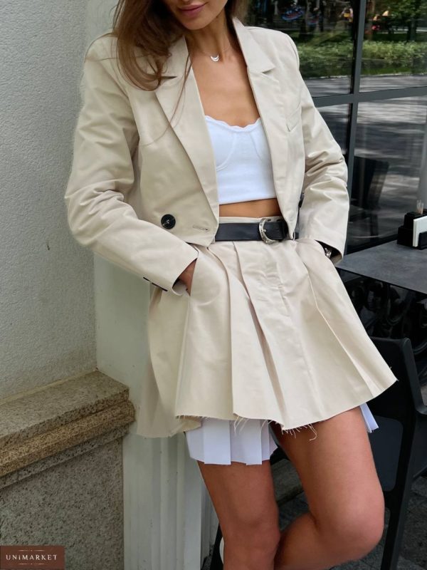 Заказать онлайн женский Костюм: пиджак и юбка песочного цвета