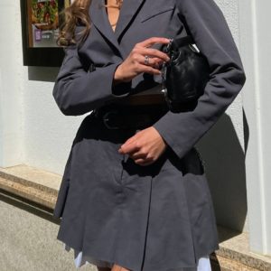 Замовити дешево онлайн сірий жіночий Костюм: піджак і спідниця