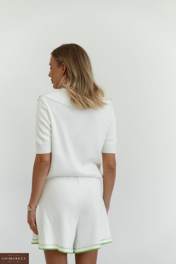 Купить по низким ценам белый женский Трикотажный костюм с шортами (размер 40-48)