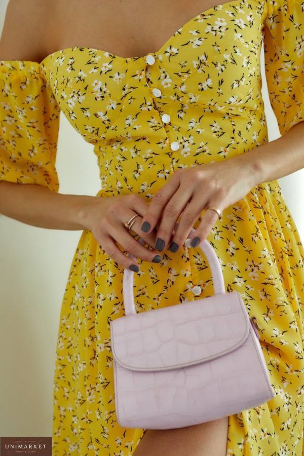 Купити зі знижкою жовту Літню шифонову сукню в квітковий принт для жінок за знижкою