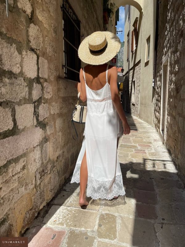Заказать на лето белое Шелковое платье с кружевом для женщин в Одессе, Днепре, Николаеве