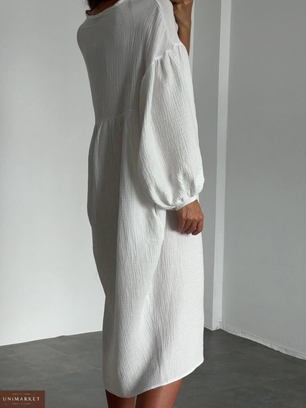 Приобрести белое женское Платье свободного кроя из муслина дешево