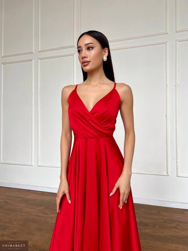 Заказать красное вечернее Платье миди с открытой спиной для женщин в Украине