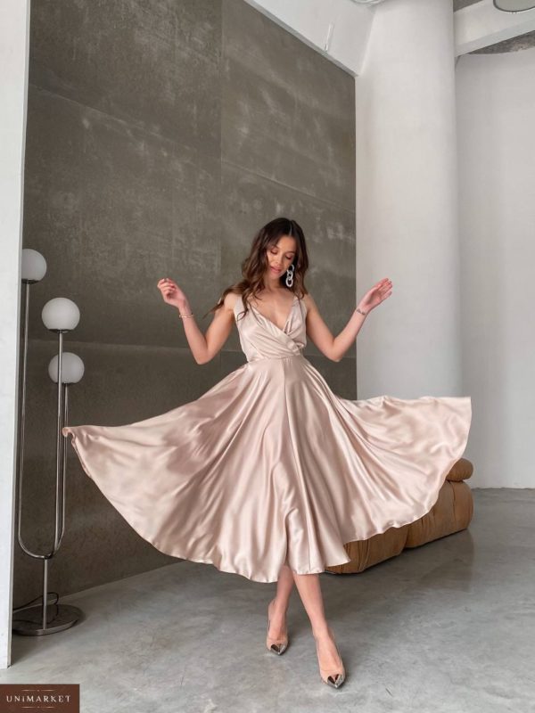 Купить сиреневое Платье миди с открытой спиной женское в интернете в сиреневом цвете
