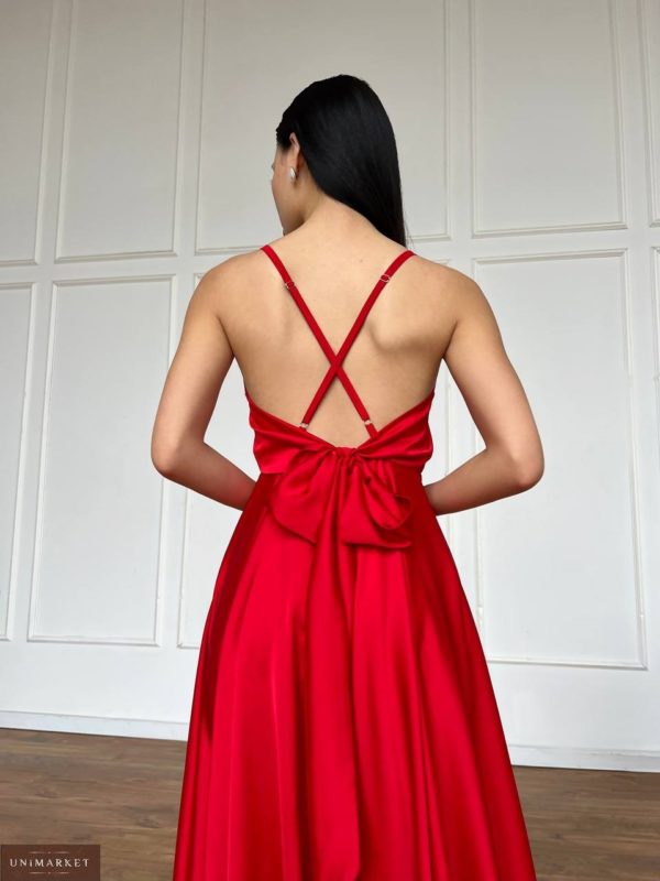 Купити онлайн ошатну Сукню міді з відкритою спиною червону жіночу