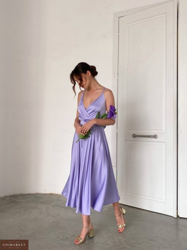 Придбати бузкову Сукню міді з відкритою спиною жіночу в інтернеті