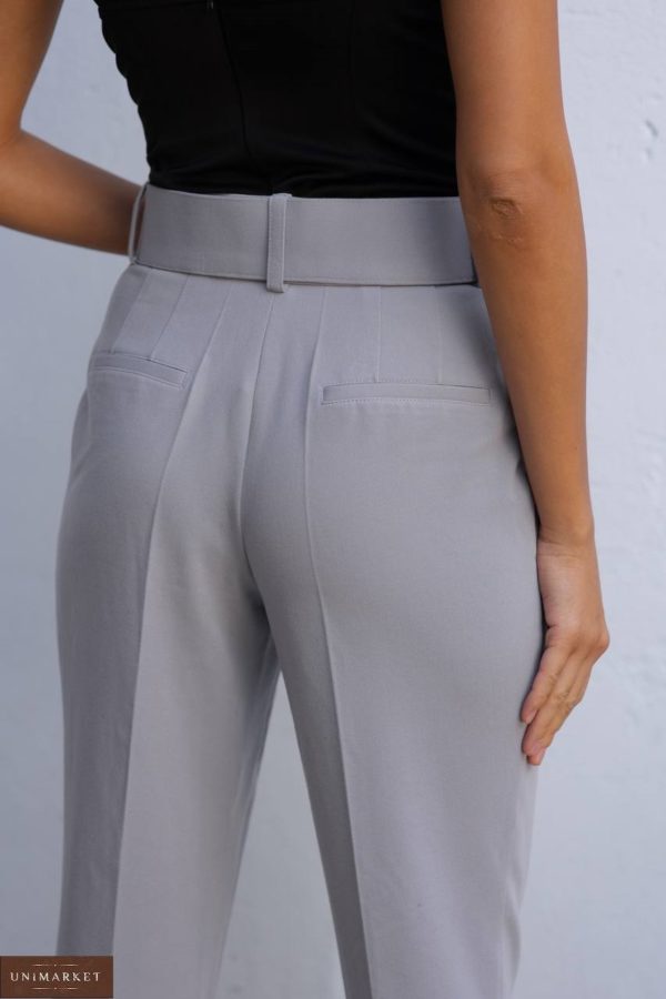 Купити онлайн жіночі Брюки з широким поясом сірого кольору