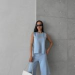 Купити блакитний жіночий Костюм трикотажний літній (розмір 40-48) онлайн