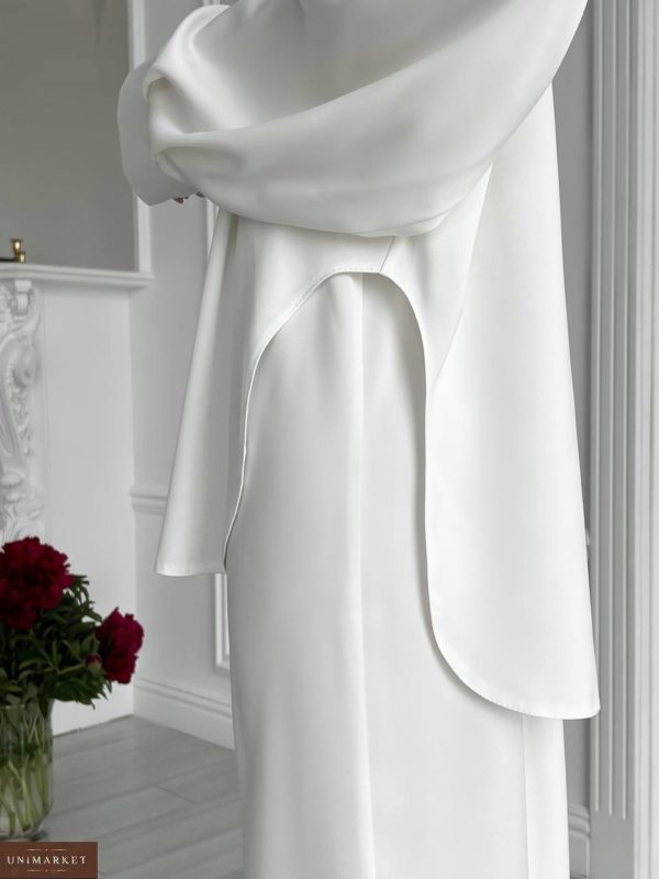 Придбати недорого жіночий Сатиновий костюм із сорочкою білого кольору