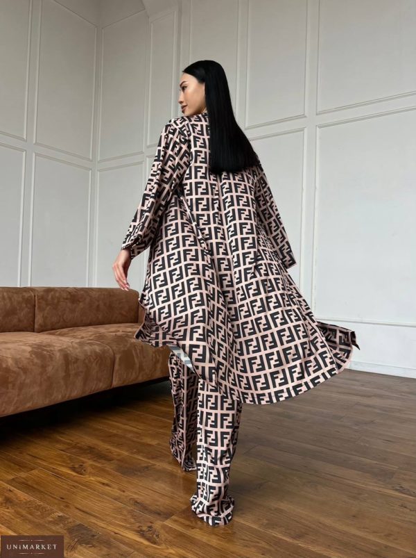 Купить коричневый Пижамный костюм в стиле Fendi для женщин онлайн