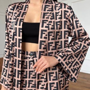Замовити жіночий Піжамний костюм у стилі Fendi кольору мокко в Україні