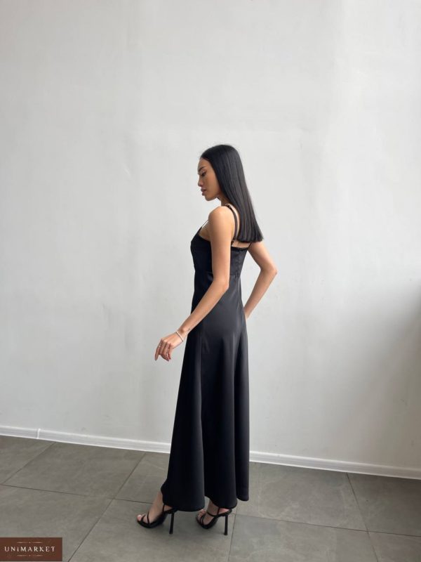 Приобрести черное вечернее Длинное платье комбинация для женщин недорого