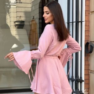 Купити рожевий літній Комбінезон із шортами з мусліну для жінок онлайн