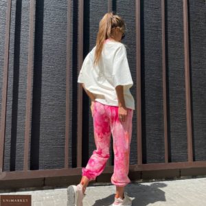 Заказать женский Костюм: джоггеры+футболка розового цвета в Украине