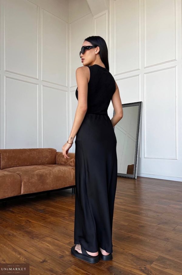Приобрести в интернете черную юбку макси из сатина женскую
