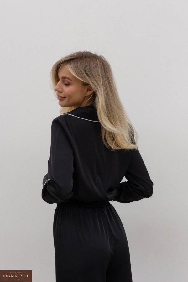 Придбати в Україні жіночий Костюм у піжамному стилі чорного кольору