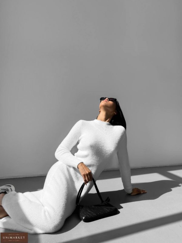 Замовити зі знижкою білу Довгу сукню-светр в Україні онлайн
