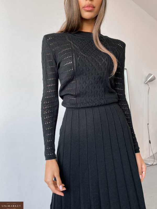 Приобрести черное женское Ажурное трикотажное платье (размер 42-48) в Украине