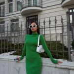 Приобрести зеленое Вязаное бесшовное платье (размер 42-50) недорого по скидке