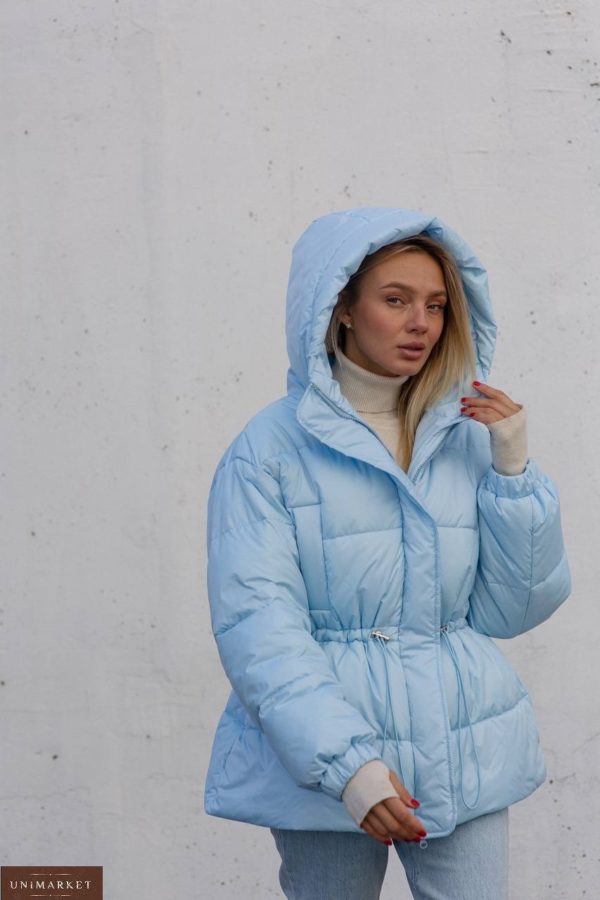 Придбати вигідно блакитну зимову куртку на пуху для жінок онлайн