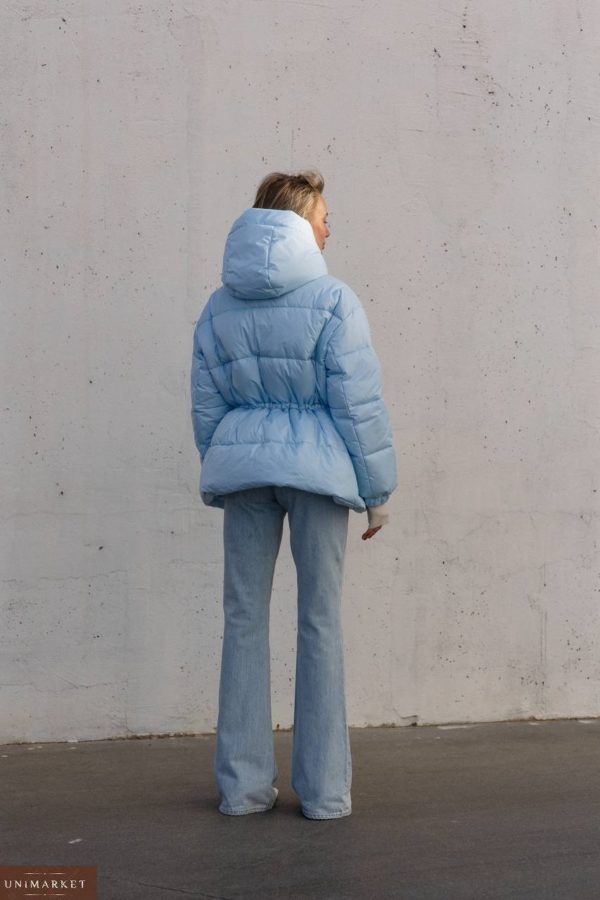 Заказать онлайн женскую зимнюю куртку на пуху в Украине голубого цвета