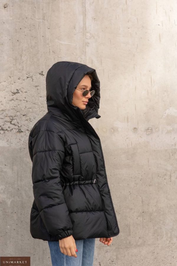 Купить онлайн в Украине черную зимнюю куртку на пуху для женщин