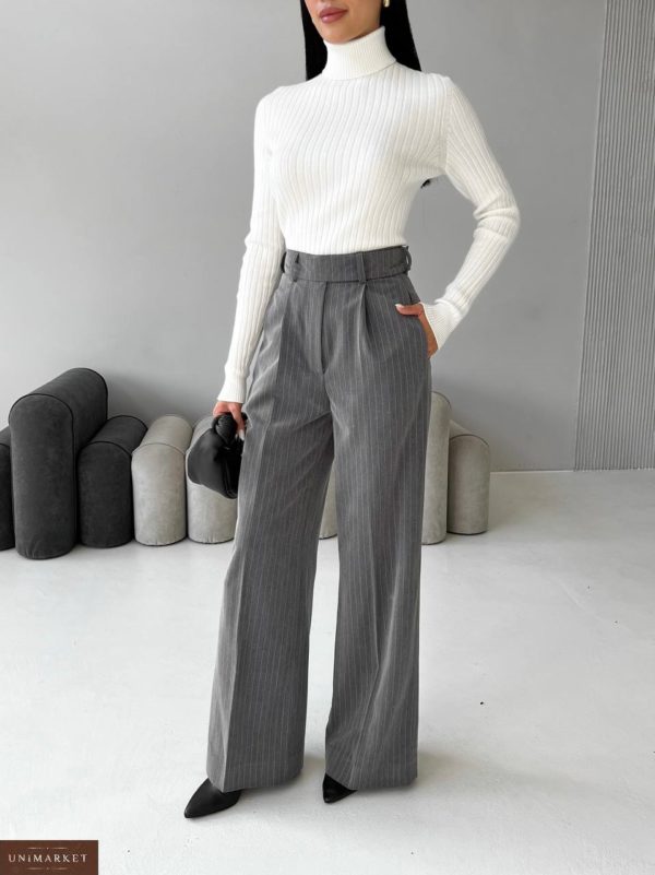 Купити сірі жіночі Вільні штани з високою талією онлайн
