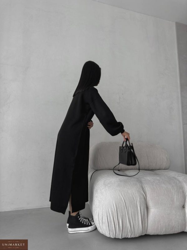 Приобрести черное зимнее Вязаное платье оверсайз онлайн для женщин