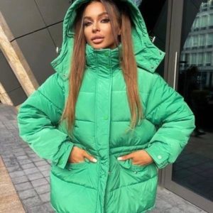 Купити дешево зелену Куртку в стилі оверсайз для жінок