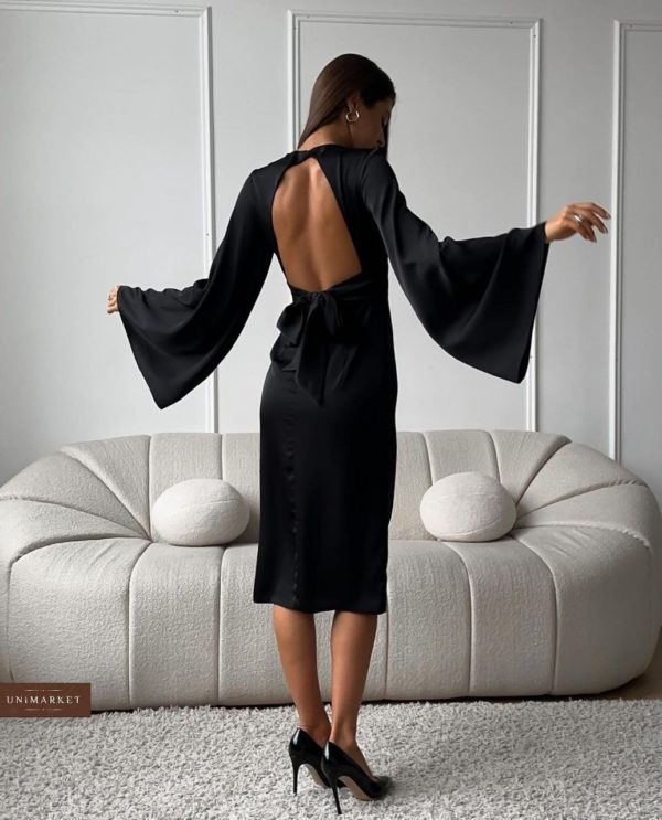 Замовити чорну Сукню з шовку з відкритою спиною в Україні жіноча