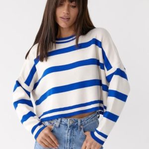 Купить синий женский Укороченный свитер выгодно