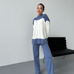 Купити синій жіночий Костюм: светр та штани палаццо в інтернеті
