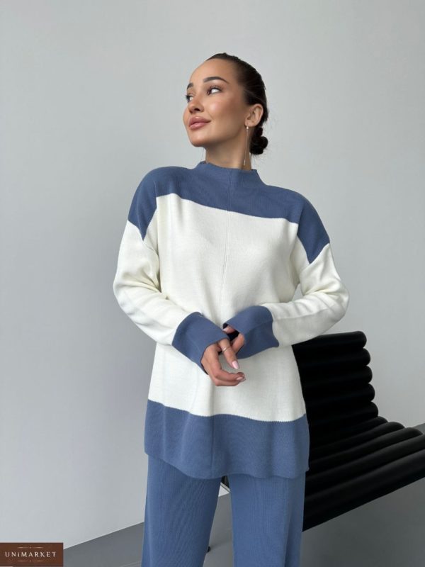 Заказать недорого голубой Костюм: свитер и брюки палаццо для женщин