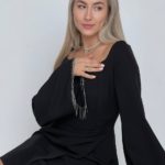 Заказать черное Платье с металлической бахромой для женщин в Украине