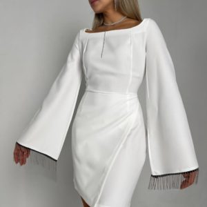 Купить белое Платье с металлической бахромой в интернете для женщин