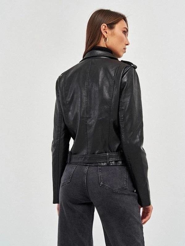 Заказать купить приобрести куртку косуху черного цвета из экокожи хорошего качества по оптимальной цене недорого в Украине