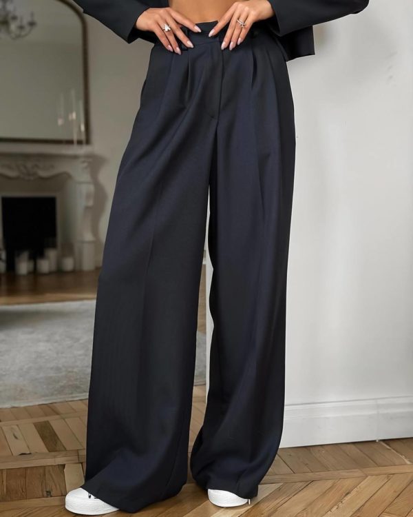 Приобрести Купить женский классический брючный костюм брюки палаццио черного серого цвета по оптимальной цене недорогой хорошего качества в Украине