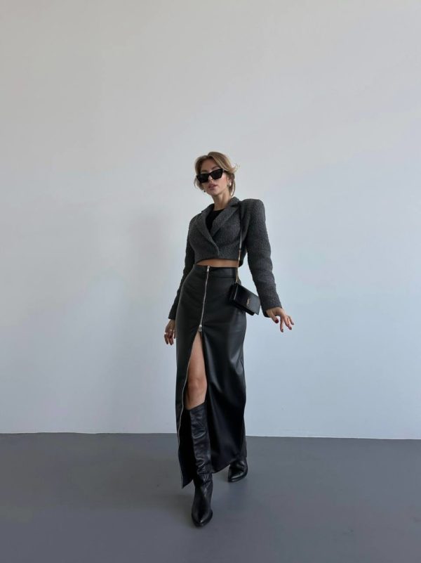 Заказать Купить женскую юбку макси из экокожи хорошего качества черного цвета по оптимальной цене недорого в Украине Украина