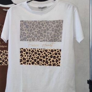 Приобрести заказать хочу Купить женскую футболку с принтом хорошего качества по оптимальной цене недорогую светлую белого цвета тигровую леопардовую в Украине Украина котоновую котон